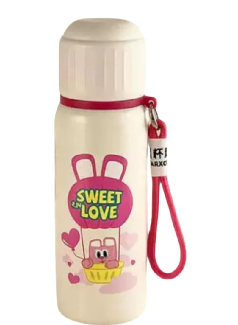 550ml Cartoon Design Kids Water Bottle, Stainless Steel Vacuum Insulated Cup, Portable Leakproof Spill-Proof, Keep Drinks Hot and Cold, for Students and Travel (Beige)