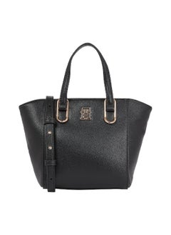 Women's Monogram Plaque Medium Tote Handbag -  Polyurethane, Black