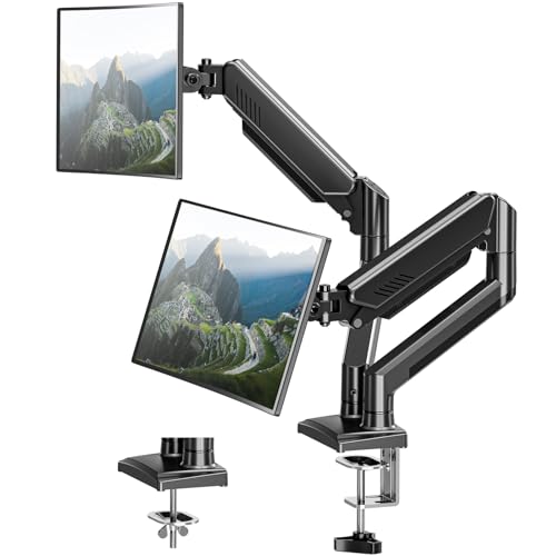 MOUNT PRO Dual Monitor Arm Desk Mount Fits 13 to 32 inch Computer Screens, Holds 4.4 to 22lbs Display VESA Mount, Adjustable Double Monitor Stand with Clamp/Grommet Base, 75/100mm Bracket, Black, Freelift - Image 1