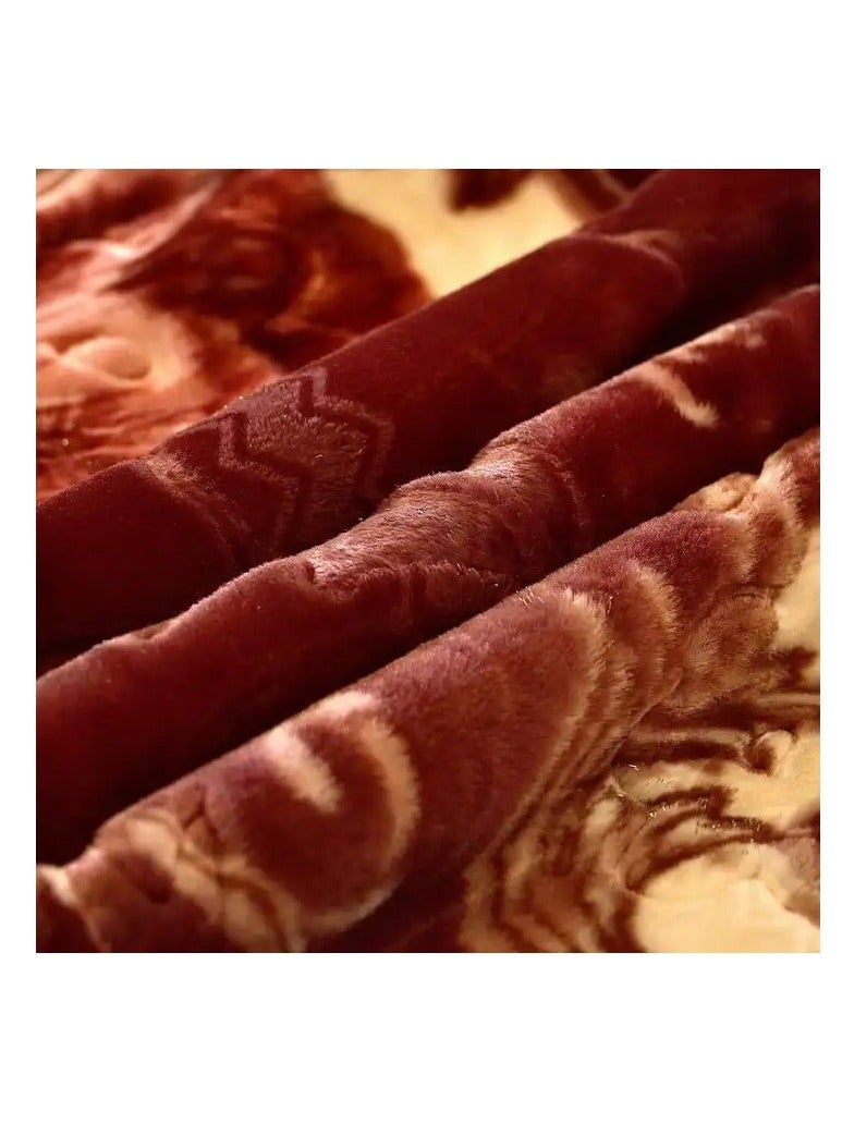 Fluffy king Winter thickened Raschel blanket double layer blanket wedding blanket outdoor camping travel Polyester Double Layer Solid mink Blanket 200*230CM - Image 2