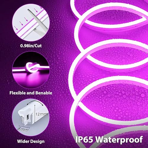 VESPA Purple Neon Strip Lights, 4 Meters Long, DC 12V LED Light Strip, Waterproof IP65, Flexible Silicone Neon Rope Light Suitable for Indoor and Outdoor use in bedrooms and Kitchens - Image 4