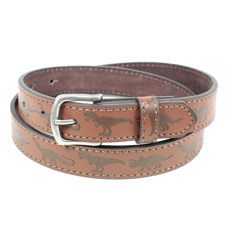 BC Belts Dinosaurs Kids Leather Belt Strap and Metal Buckle 1" Wide with Snaps - Tyrannosaurus Triceratops Brontosaurus T-Rex Dinos (Brown-M) - Image 4