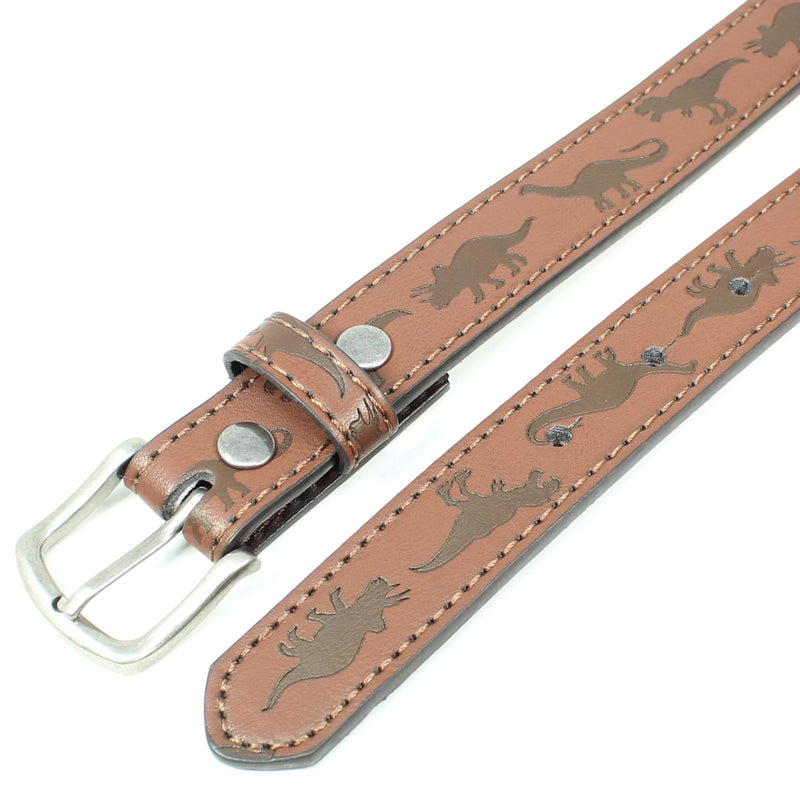 BC Belts Dinosaurs Kids Leather Belt Strap and Metal Buckle 1" Wide with Snaps - Tyrannosaurus Triceratops Brontosaurus T-Rex Dinos (Brown-M) - Image 5