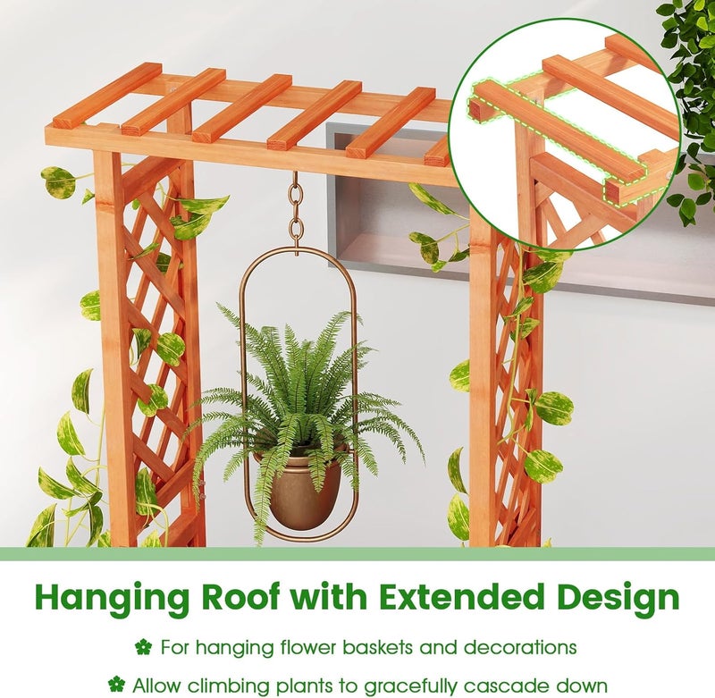 HAPPYGRILL HAPPYGRILL Raised Garden Bed with Trellis 2 Pack Wood Elevated Garden Bed with Hanging Roof Planter Box Drainage Holes for Climbing Plants Flowers Vegetables 31 L x 14 W x 60 H  - Image 3