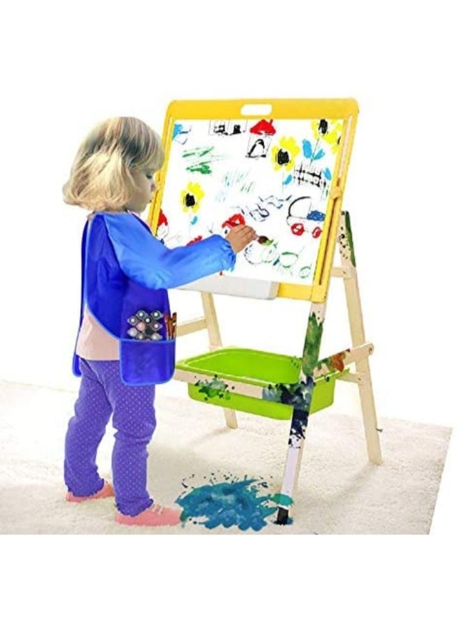 Waterproof Long Sleeve Artist Painting Apron Blue - Image 3
