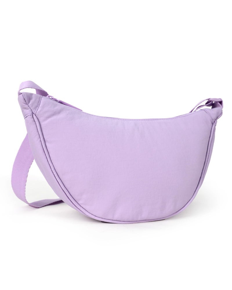 Destinio crossbody bags for women and men - slim & stylish, luxury Nylon fabric, branded zippers - small side half moon sling bag & waist bag, Unisex chest bag (Lavender, Half Moon Sling) - Image 1