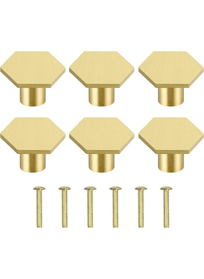 PROMASS promass Cabinet Knobs Gold Drawer Knobs Solid Brass Cupboard Knobs with 6 Screws for Drawer, Wardrobe, Cabinets, Doors, Decoration ï¼ˆ6Pcs ï¼‰  - Image 1