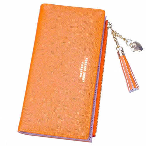 Valentoria Womens Wallet Cute Elegant Long Slim Card Holder Case Minimalist Coin Purse Thin Tassels Zip Clutch Wallets for Girls Ladies - Image 1