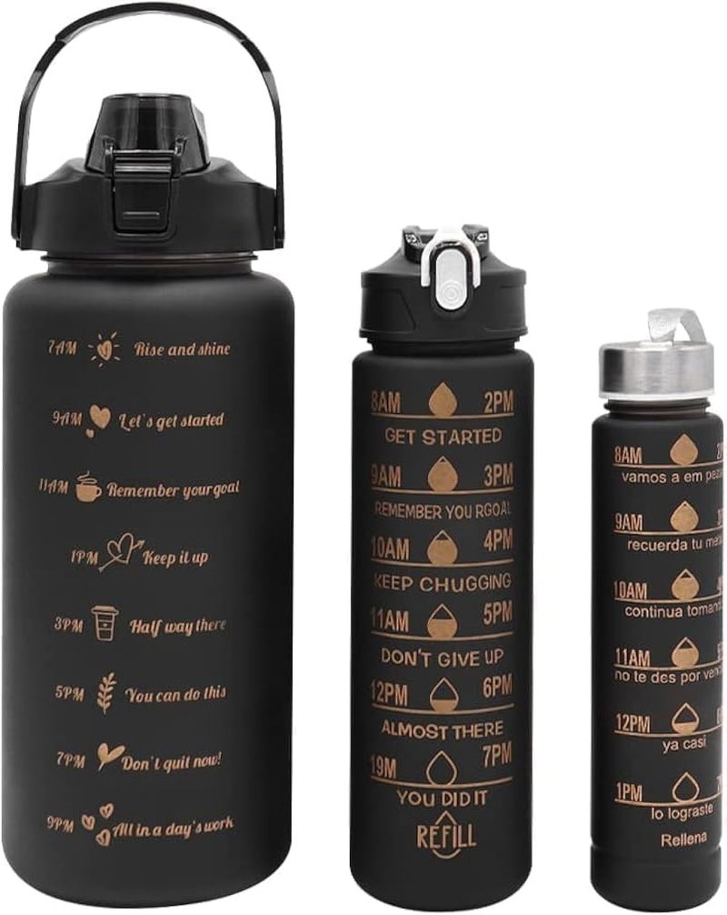 ALKAYAN Sports Water Bottle Set with 3 Pieces Different Sizes, 3 Pack (2L + 900ml + 3... - Image 1