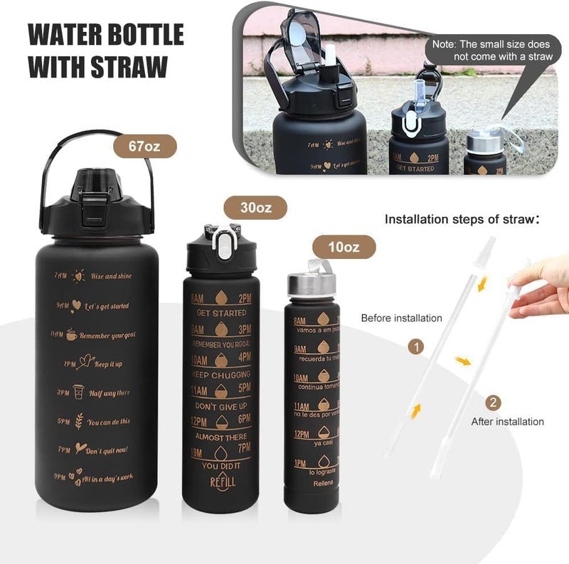 ALKAYAN Sports Water Bottle Set with 3 Pieces Different Sizes, 3 Pack (2L + 900ml + 3... - Image 2