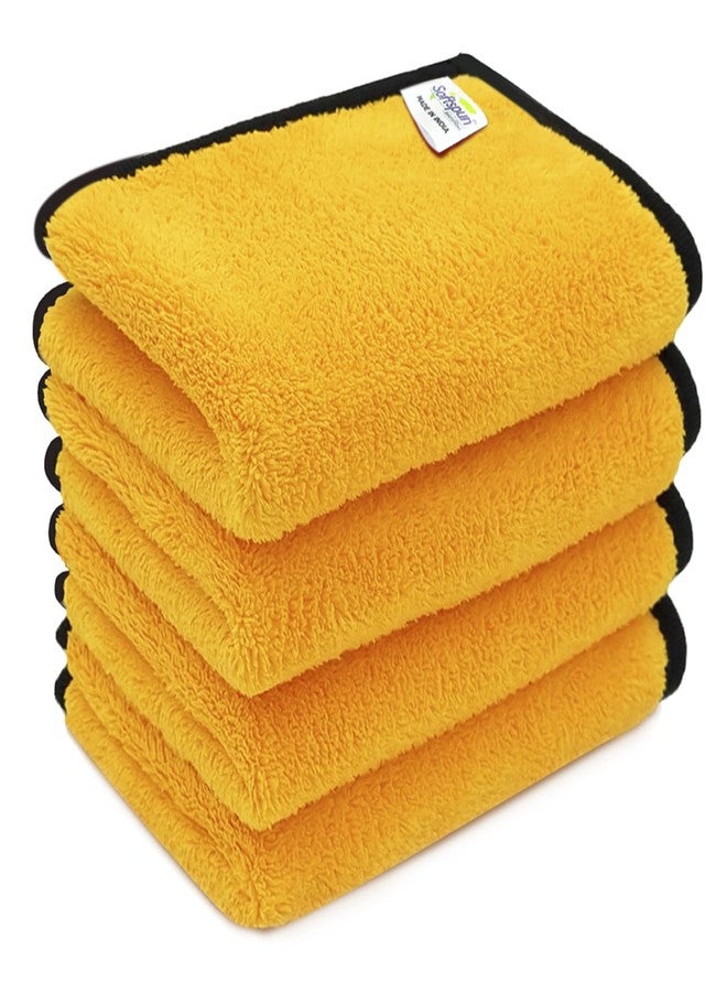 SOFTSPUN Microfiber Baby Hand & Face Wipes 280 GSM 20x30 Cms 4 Piece Towel Set Orange! Super Soft & Comfortable for Newborn Baby and Kids Quick Drying Ultra Absorbent in Small Size. - Image 1