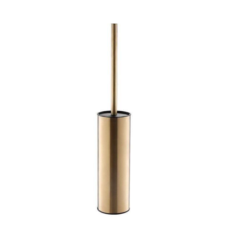 Gold Toilet Brush Compact Stainless Steel Rust-Resistant - Space-Saving Cylinder Holder for Modern Bathroom Home Hygiene - Image 1