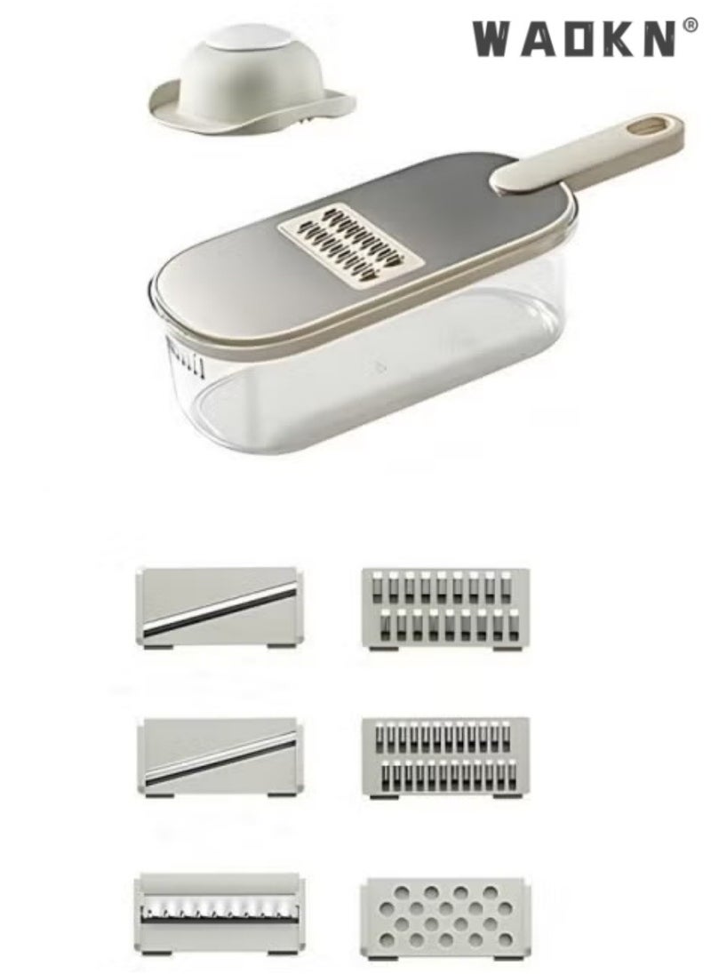 WAOKN Vegetable Chopper, Pro Onion Chopper,Multifunctional Food Chopper, Kitchen Vegetable Slicer Dicer Cutter,Veggie Chopper With 6 Blades,Carrot and Garlic Chopper With Container,Food Container,Hand Guard  - Image 1