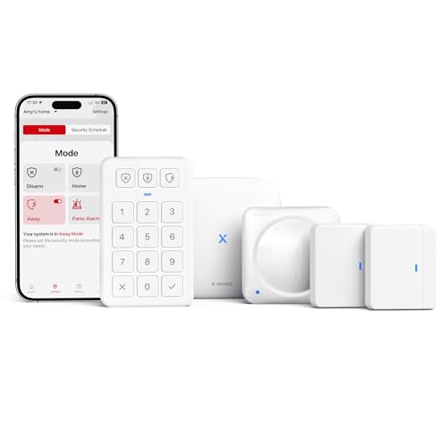 X-Sense نظام أمان المنزل الذكي X-Sense، نظام أمان لاسلكي مجموعة 5 قطع، يدعم تنبيهات تطبيق الهاتف المحمول، متوافق مع أليكسا، يتضمن 1 محطة قاعدة، 2 مستشعر باب، 1 مستشعر حركة، 1 لوحة مفاتيح، AS05 - Image 1