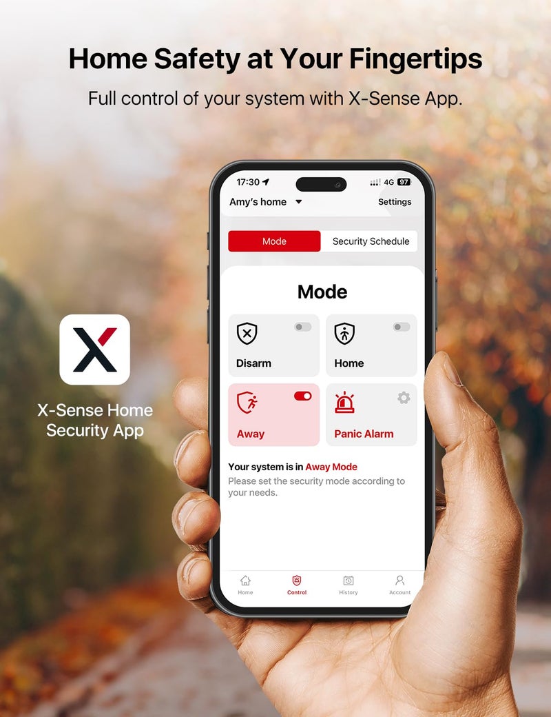 X-Sense نظام أمان المنزل الذكي X-Sense، نظام أمان لاسلكي مجموعة 5 قطع، يدعم تنبيهات تطبيق الهاتف المحمول، متوافق مع أليكسا، يتضمن 1 محطة قاعدة، 2 مستشعر باب، 1 مستشعر حركة، 1 لوحة مفاتيح، AS05 - Image 3