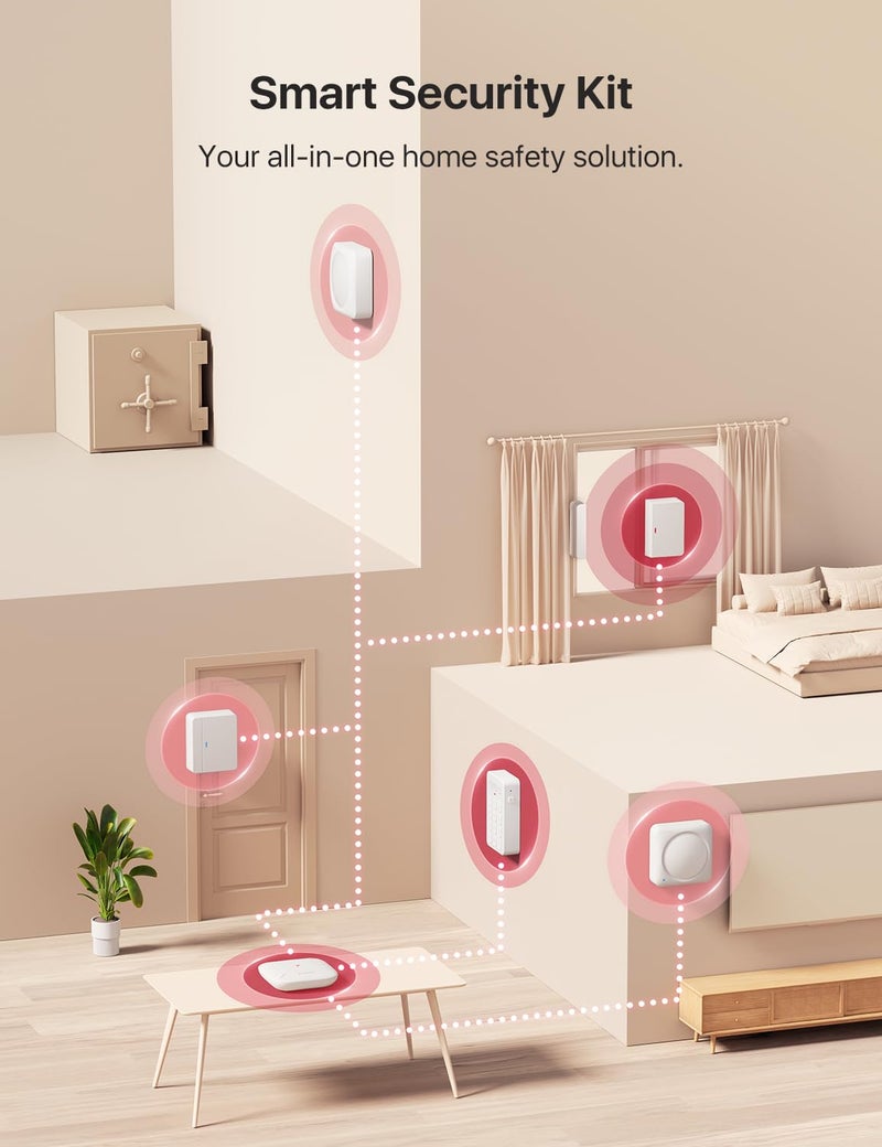 X-Sense نظام أمان المنزل الذكي X-Sense، نظام أمان لاسلكي مجموعة 5 قطع، يدعم تنبيهات تطبيق الهاتف المحمول، متوافق مع أليكسا، يتضمن 1 محطة قاعدة، 2 مستشعر باب، 1 مستشعر حركة، 1 لوحة مفاتيح، AS05 - Image 2