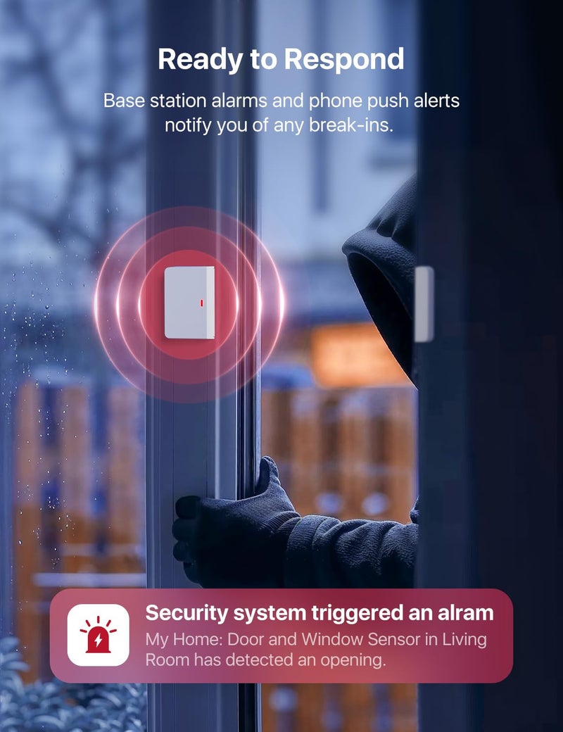 X-Sense نظام أمان المنزل الذكي X-Sense، نظام أمان لاسلكي مجموعة 5 قطع، يدعم تنبيهات تطبيق الهاتف المحمول، متوافق مع أليكسا، يتضمن 1 محطة قاعدة، 2 مستشعر باب، 1 مستشعر حركة، 1 لوحة مفاتيح، AS05 - Image 4