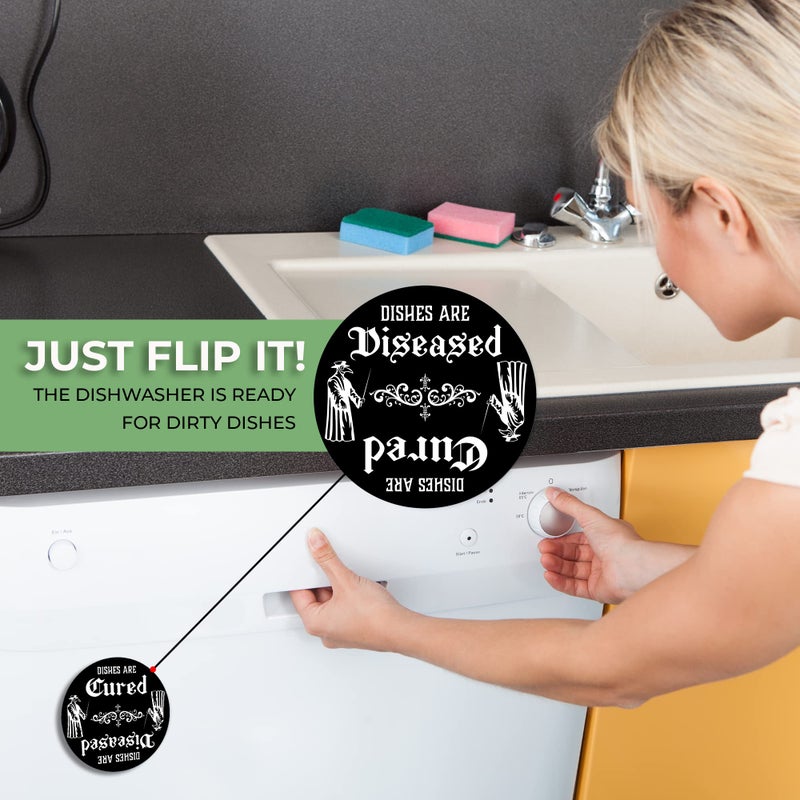 Bazaar Encounters Gothic Plague Doctor Mask Dishwasher Magnet â€“ Clean Dirty Sign for Witchy Kitchen Decor, Quirky Home & Office Accessory, Ideal Gift, Dark Academia Skeleton Ghost Theme, Spooky Apartment Essentials - Image 4