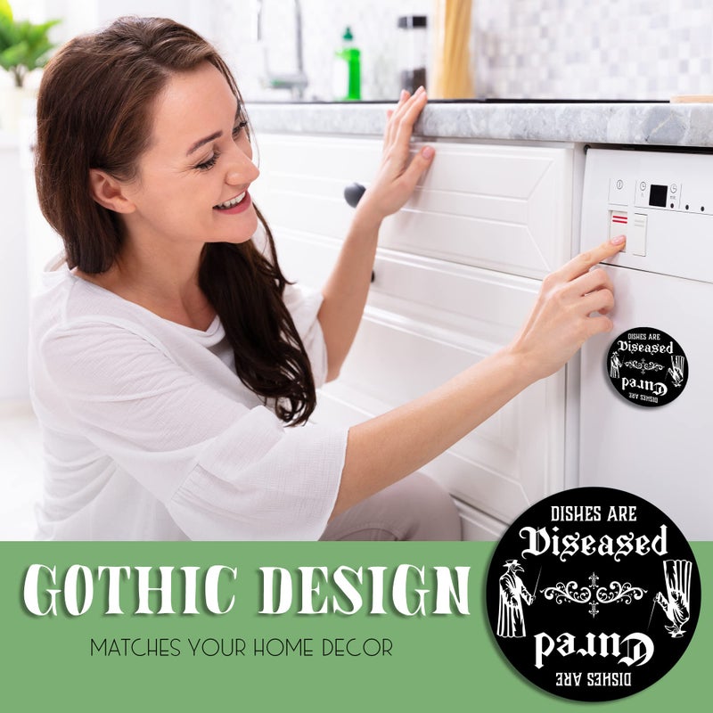 Bazaar Encounters Gothic Plague Doctor Mask Dishwasher Magnet â€“ Clean Dirty Sign for Witchy Kitchen Decor, Quirky Home & Office Accessory, Ideal Gift, Dark Academia Skeleton Ghost Theme, Spooky Apartment Essentials - Image 3