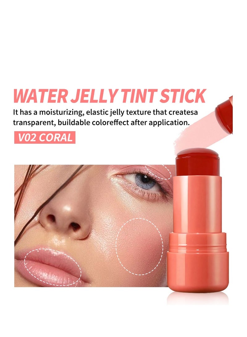 فايبلي كريم أحمر الخدود جيلي بلاش ستيك للخدود والعينين والشفاه عصا لتفتيح البشرة، أحمر الخدود طبيعي مع مقاوم للماء والعرق، مكياج عاري متعدد الاستخدامات، أحمر خدود كريمي 02 مرجاني - Image 1