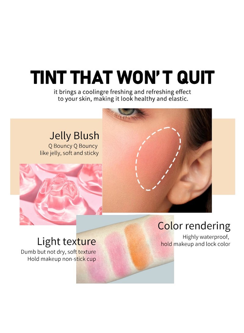 فايبلي كريم أحمر الخدود جيلي بلاش ستيك للخدود والعينين والشفاه عصا لتفتيح البشرة، أحمر الخدود طبيعي مع مقاوم للماء والعرق، مكياج عاري متعدد الاستخدامات، أحمر خدود كريمي 02 مرجاني - Image 5