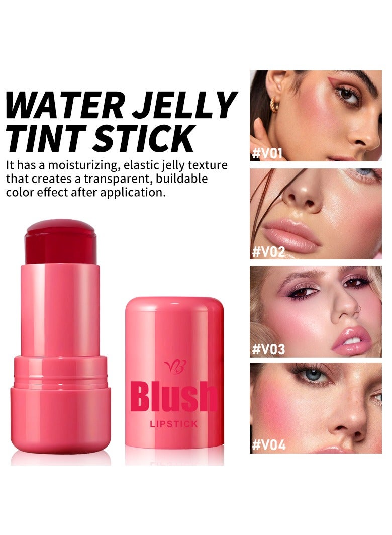 فايبلي كريم أحمر الخدود جيلي بلاش ستيك للخدود والعينين والشفاه عصا لتفتيح البشرة، أحمر الخدود طبيعي مع مقاوم للماء والعرق، مكياج عاري متعدد الاستخدامات، أحمر خدود كريمي 02 مرجاني - Image 4