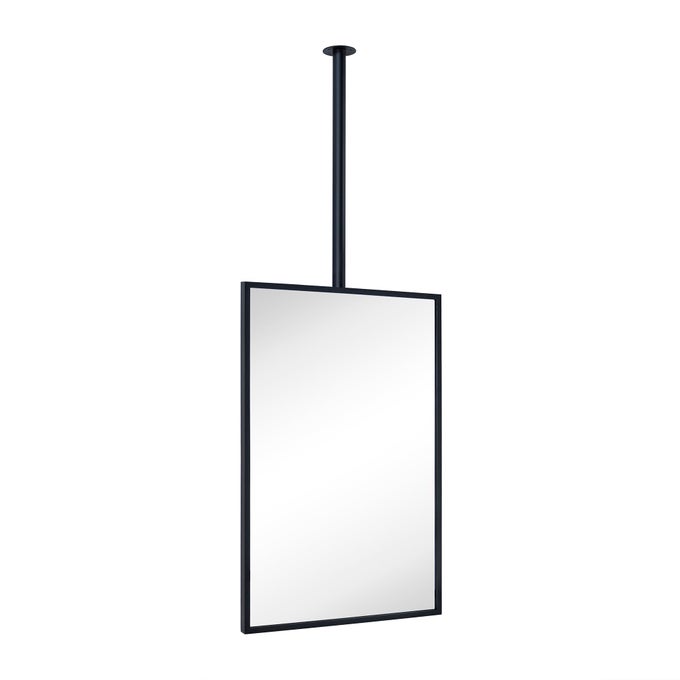 CEILING MOUNT MIRRORS FOR BATHROOMS SUSPEND BLACK METAL FRAMED RECTANGLE CEIL MOUNT MIRROR FOR A WINDOW VANITY WITH ADJUSTABLE HANGING ROD MIRROR MEASURES 20X30