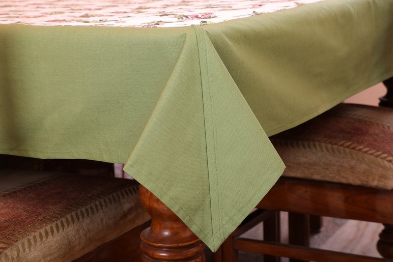 Dekor World Floral Printed Green Table Cover with Place Mat (Pack of 9) - Image 4
