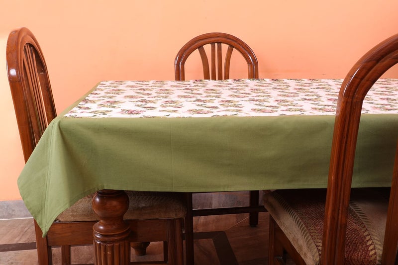 Dekor World Floral Printed Green Table Cover with Place Mat (Pack of 9) - Image 3