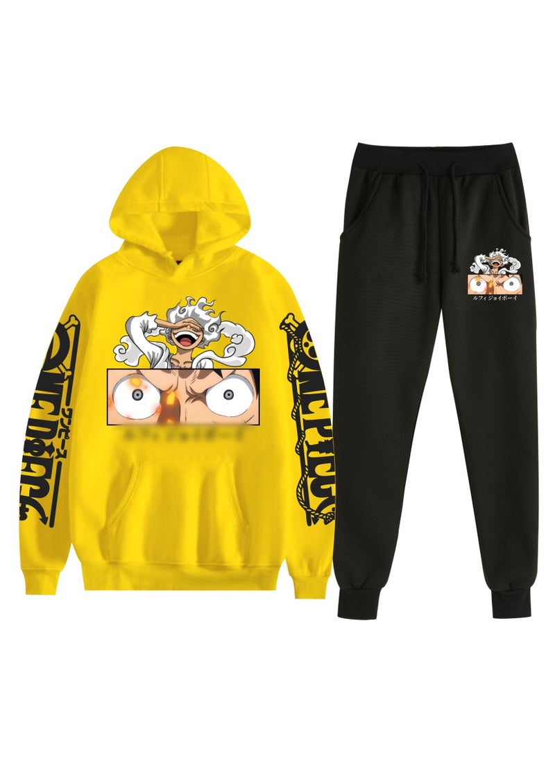 KUYING New One Piece Casual Loose Hooded Sweatshirt And Pants Set  - Image 1