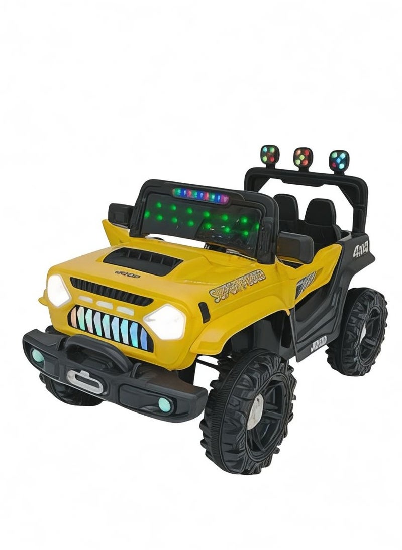 Cute ninos Electric car for children with two motors and 12V battery with openable doors, lights, rocking mode, music, remote control for a fun and safe driving experience 