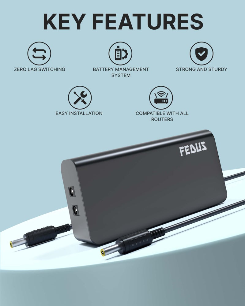 FEDUS UPS For Wi-Fi router, Router UPS, 12V Mini Inverter UPS For WiFi router Broadband Modem, Power Backup Upto 5 Hours For Jio Airtel Xtreme Intercom, Set-Top Box, Alexa, Mini Camera 2 Year Warranty - Image 3