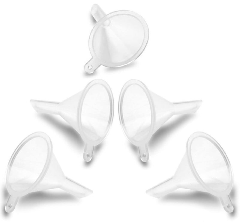 TitanOwl Mini Funnel 5-Pack for Lab Bottles, Sand Art, Perfume, Spice, Powder, Essential Oil, Recreational, Kitchen Food Grade Small Plastic (Clear) - Image 5