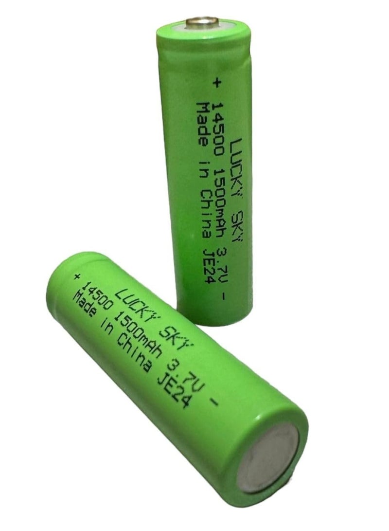 Lucky Sky بطارية ليثيوم أيون قابلة لإعادة الشحن 2 قطعة AA 3.7 فولت 14500 1500 مللي أمبير ل flashlight torch، الأدوات الكهربائية، التحكم عن بعد، الطاقة المحمولة، المروحة الصغيرة، الراديو، الألعاب. - Image 2