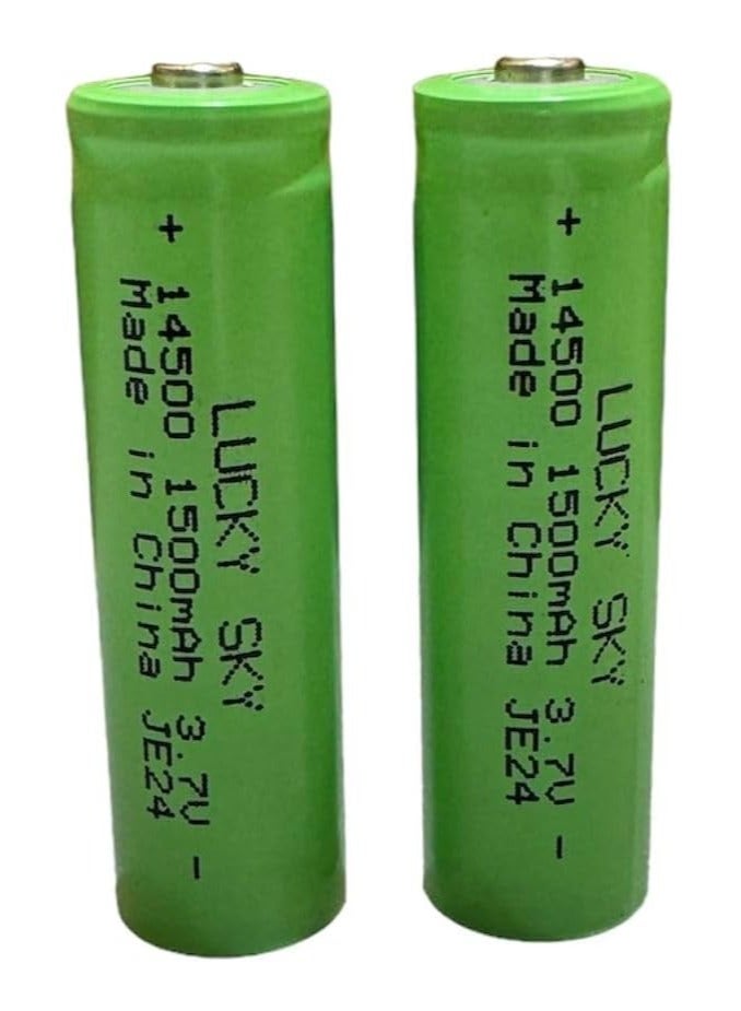 Lucky Sky بطارية ليثيوم أيون قابلة لإعادة الشحن 2 قطعة AA 3.7 فولت 14500 1500 مللي أمبير ل flashlight torch، الأدوات الكهربائية، التحكم عن بعد، الطاقة المحمولة، المروحة الصغيرة، الراديو، الألعاب. - Image 3