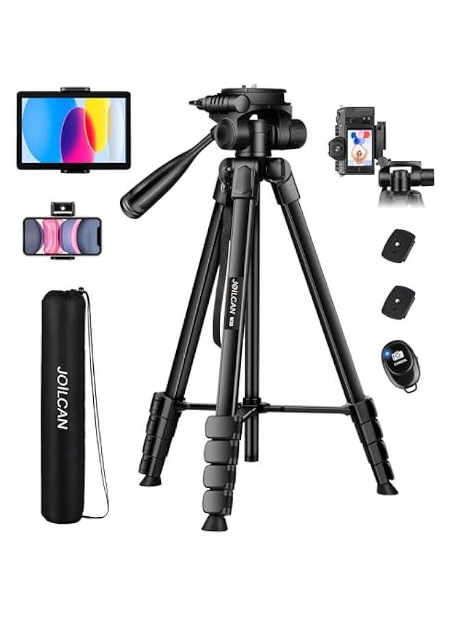 Arabest Tablet and Phone Camera Tripod Stand: Travel-Friendly Tripod for iPad, iPhone, DSLR, Projector. Includes Remote, Bag, 2-in-1 Mount.  - Image 1