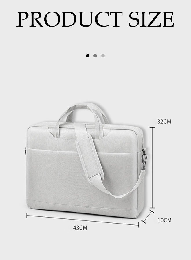 DUNISO Laptop bag, thickened velvet inner protective shoulder bag, Oxford cloth waterproof, can be hung on one shoulder, with handle, scratch resistant, wear resistant and shockproof, suitable for 15.6 inch laptops, gray - Image 4