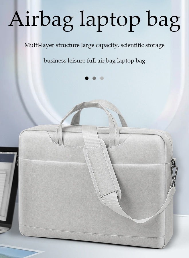 DUNISO Laptop bag, thickened velvet inner protective shoulder bag, Oxford cloth waterproof, can be hung on one shoulder, with handle, scratch resistant, wear resistant and shockproof, suitable for 15.6 inch laptops, gray - Image 2