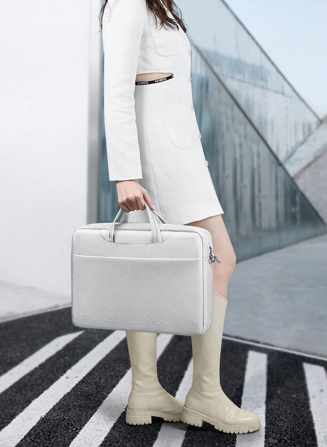 DUNISO Laptop bag, thickened velvet inner protective shoulder bag, Oxford cloth waterproof, can be hung on one shoulder, with handle, scratch resistant, wear resistant and shockproof, suitable for 15.6 inch laptops, gray - Image 5