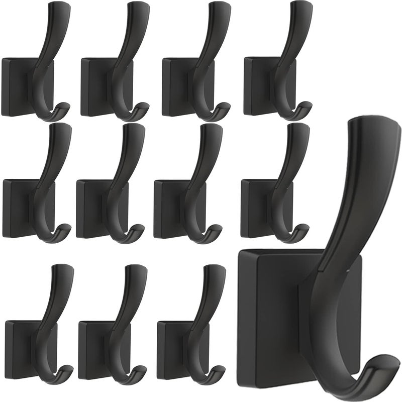 Tofiigrem Black Coat Hooks For Wall Hanging  Bath Robe Hooks Heavy Duty Thick Towel Hooks  Wall Mount Hooks Bathroom Entryway Mudroom Hooks For Hanging Coats Key Robe Hat Backpack (12 Pack  Black) - Image 1