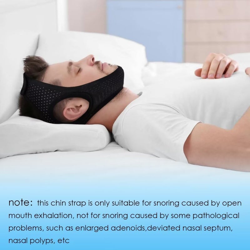 Forzacx Anti Snore Chin Strap - Breathable Chin Strap Snoring Solution, Effectively Reduce Snoring, Non-Stick Hair, Don't Fade - Black - Image 3