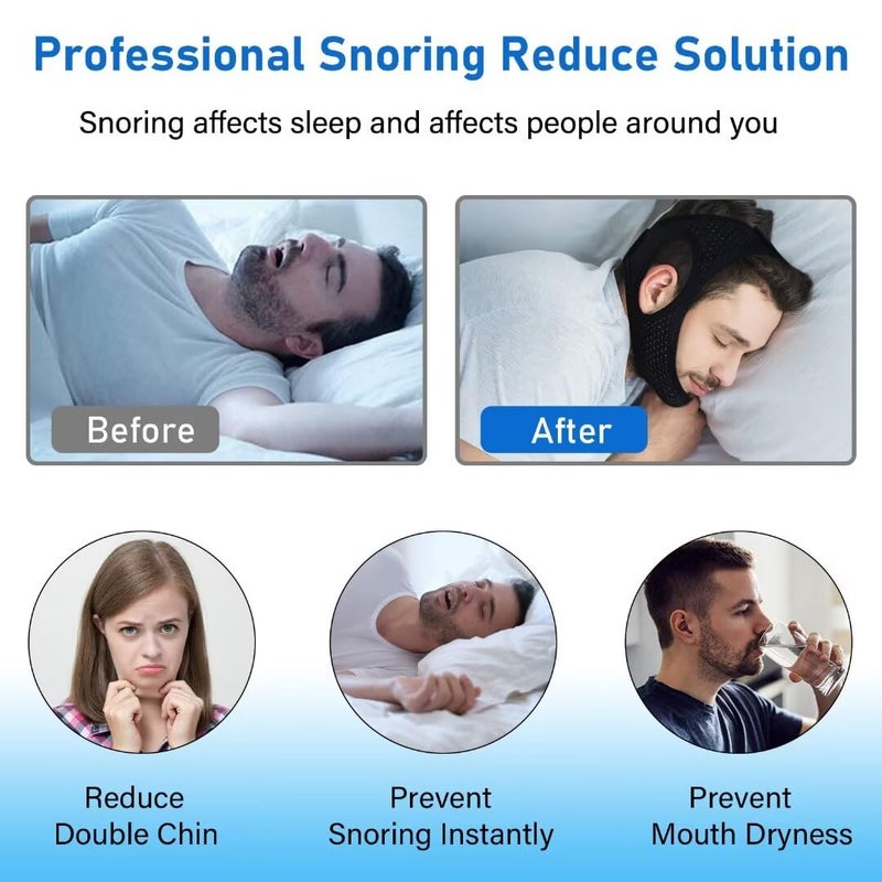 Forzacx Anti Snore Chin Strap - Breathable Chin Strap Snoring Solution, Effectively Reduce Snoring, Non-Stick Hair, Don't Fade - Black - Image 2