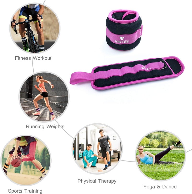 Virtee Ankle/Wrist Weights for Women, Men, Kids - Arm Leg Weights Set with Adjustable Strap - Running, Jogging, Gymnastic, Physical Therapy, Fitness - Choice of 1 lb 2 lbs 3 lbs 4 lbs 6 lbs 8 lbs 10 lbs - Image 3