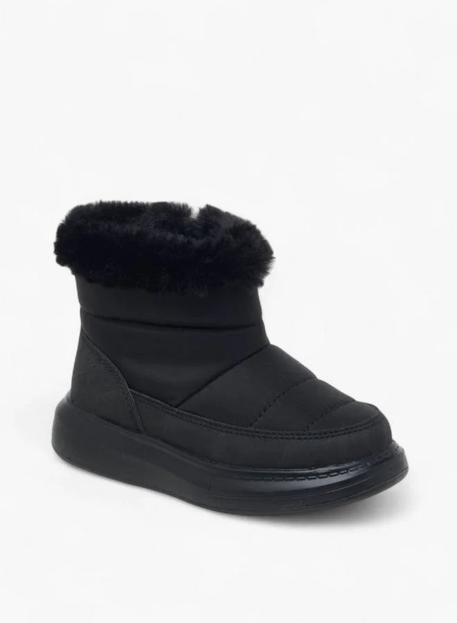 Barefeet Faux Fur Accent Ankle Boots with Zip Closure