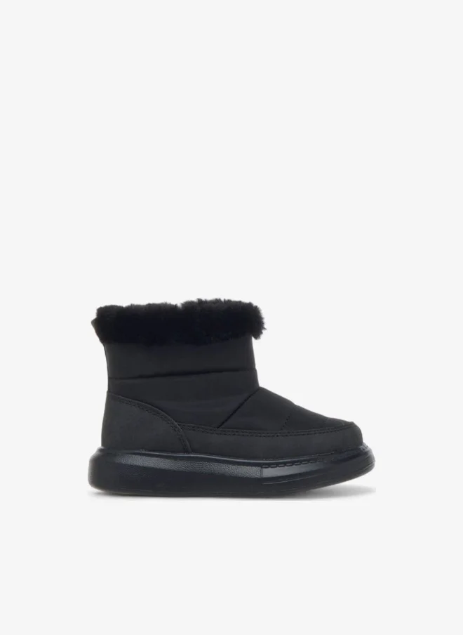 Barefeet Faux Fur Accent Ankle Boots with Zip Closure