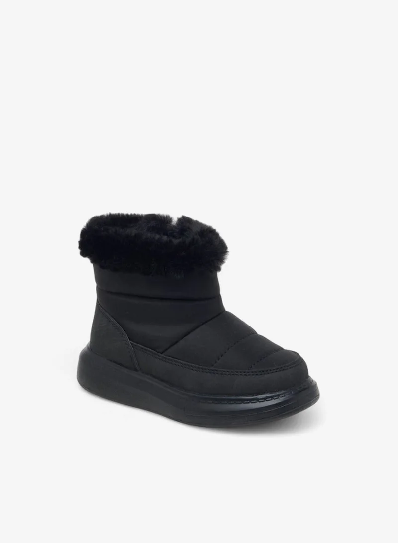 Barefeet Faux Fur Accent Ankle Boots with Zip Closure