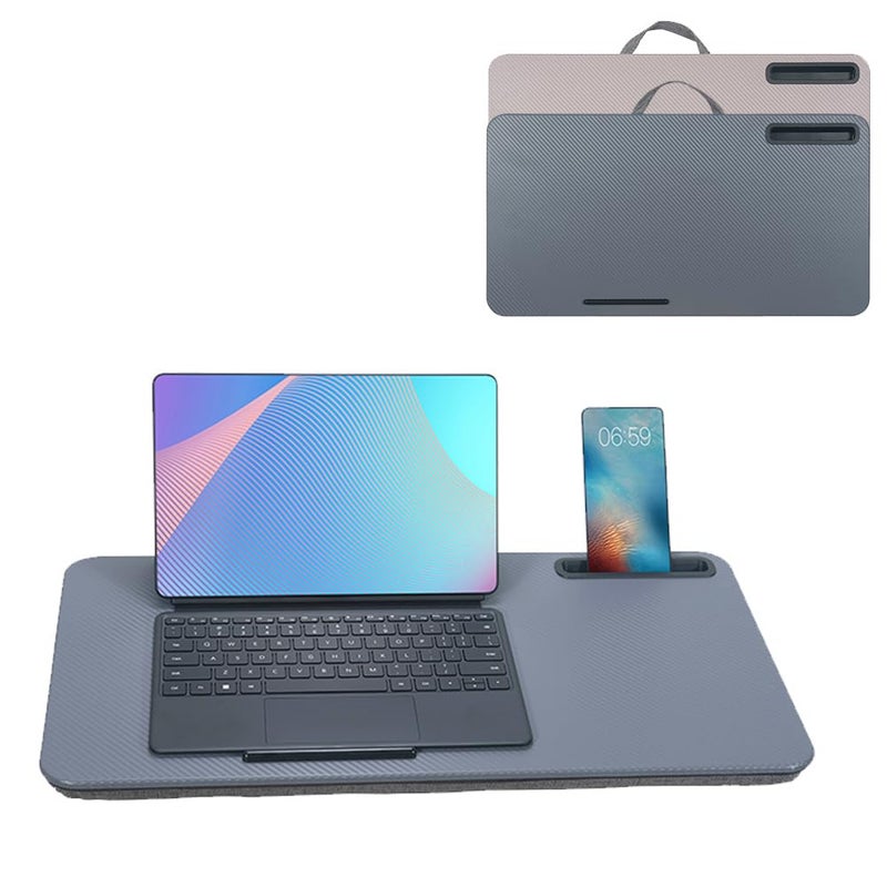 YUELAKE Portable Laptop Desk Fits Up to 16â€œ Laptops, with Tablet Slot, Built-in Cushion, Great for Home & Office,Lap Desk for Laptop,Lap Desk with Cushion (Dark Grey, Large) - Image 1