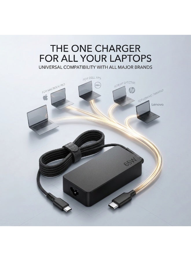 RIVORA 65W 45W USB C Charger for Lenovo ThinkPad Yoga HP Chromebook Power Supply for Dell Latitude XPS Huawei Laptop PC Type C Charger Adapter for MacBook Pro Air Asus Acer Samsung Google - Image 2