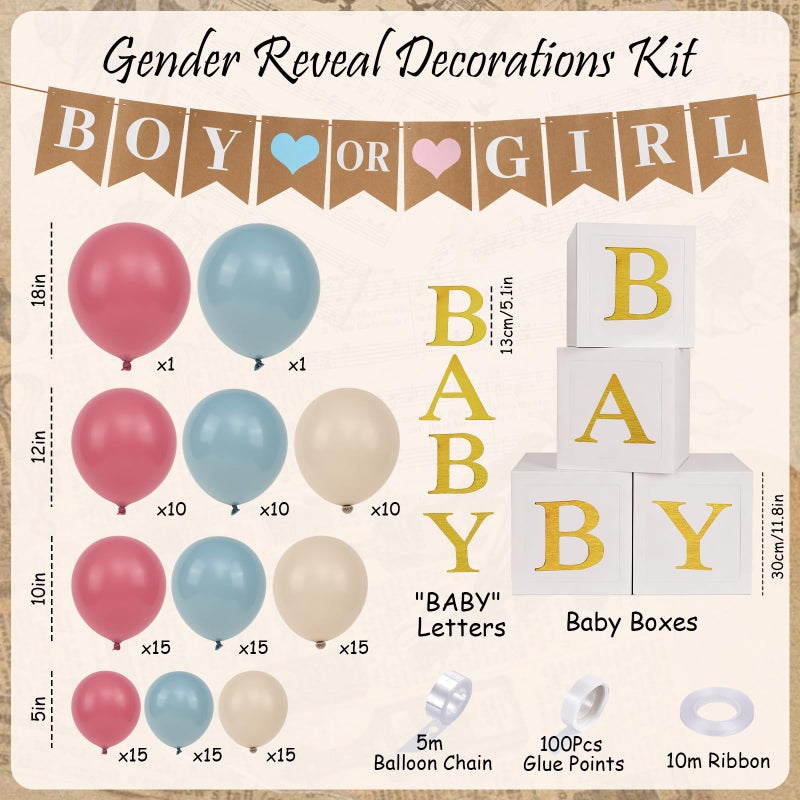Winrayk Gender Reveal Balloon Boxes Decorations Dusty Pink and Blue Balloon Garland Arch Kit Baby Box with Letters Boy or Girl Banner for Baby Shower Birthday Party Gender Reveal Decorations Supplies - Image 2