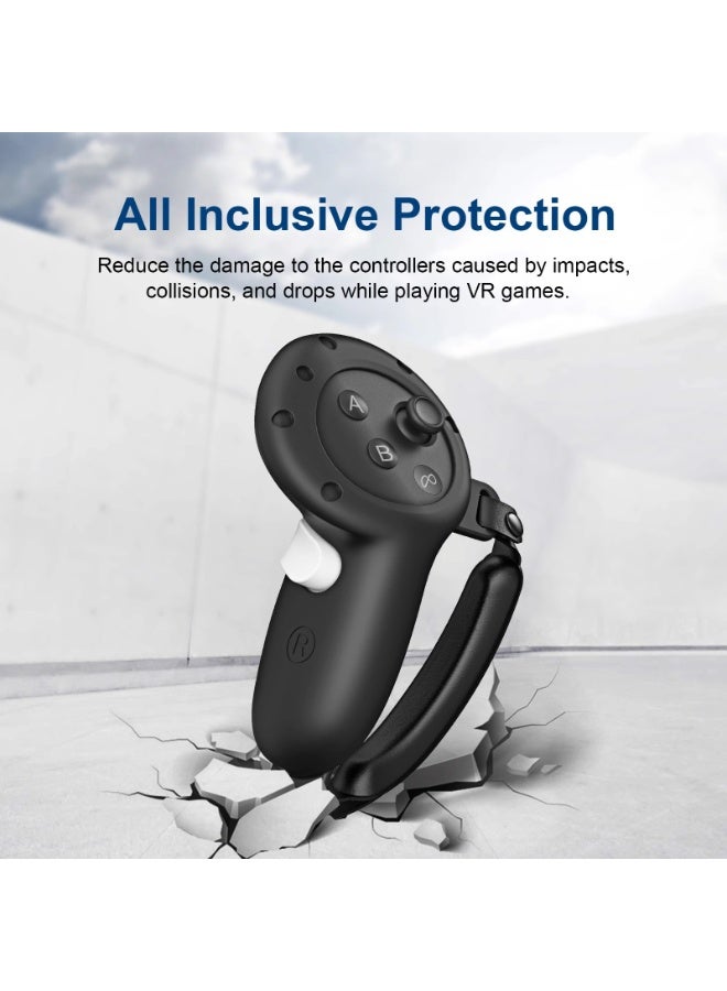 Black Silicone Protective Grip Cover for Meta Quest 3S Controllers | Anti-Slip with Adjustable Velcro Strap - Image 4